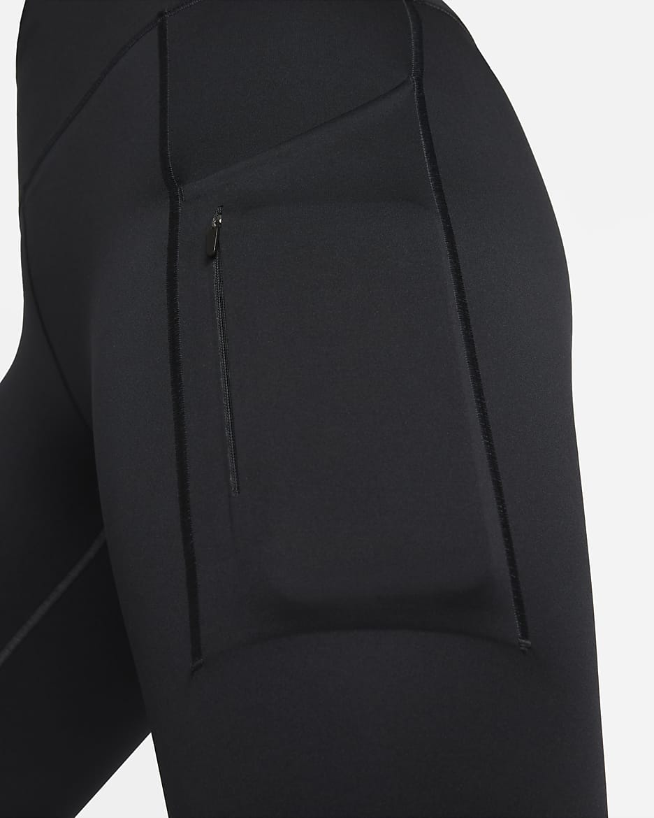 Nike Go Leggings de 7/8 de talle medio y sujeción firme con bolsillos - Mujer - Negro/Negro