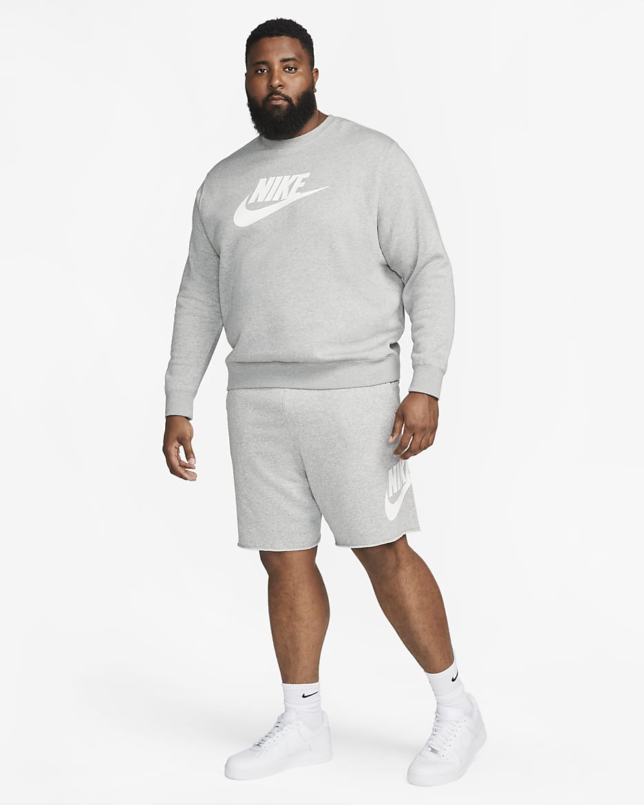 Short en molleton Nike Club Alumni pour homme - Dark Grey Heather/Blanc/Blanc