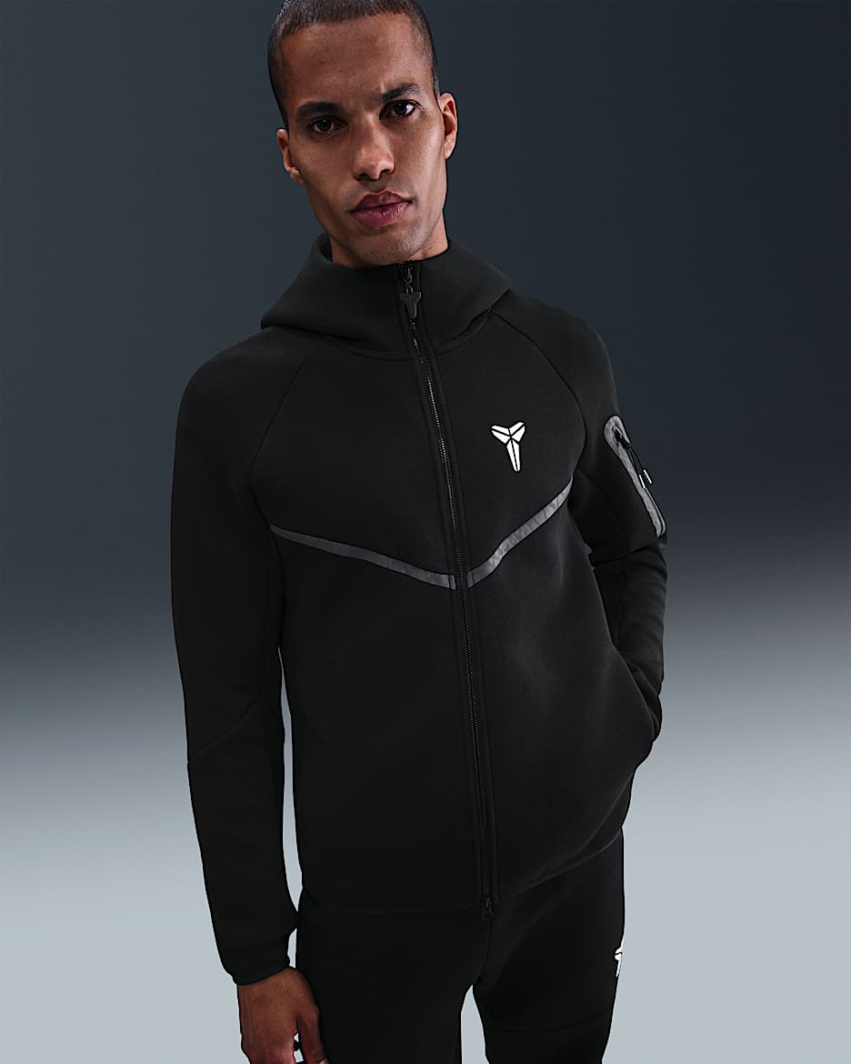 Kobe Men's Tech Fleece Full-Zip Windrunner Jacket - Black/White