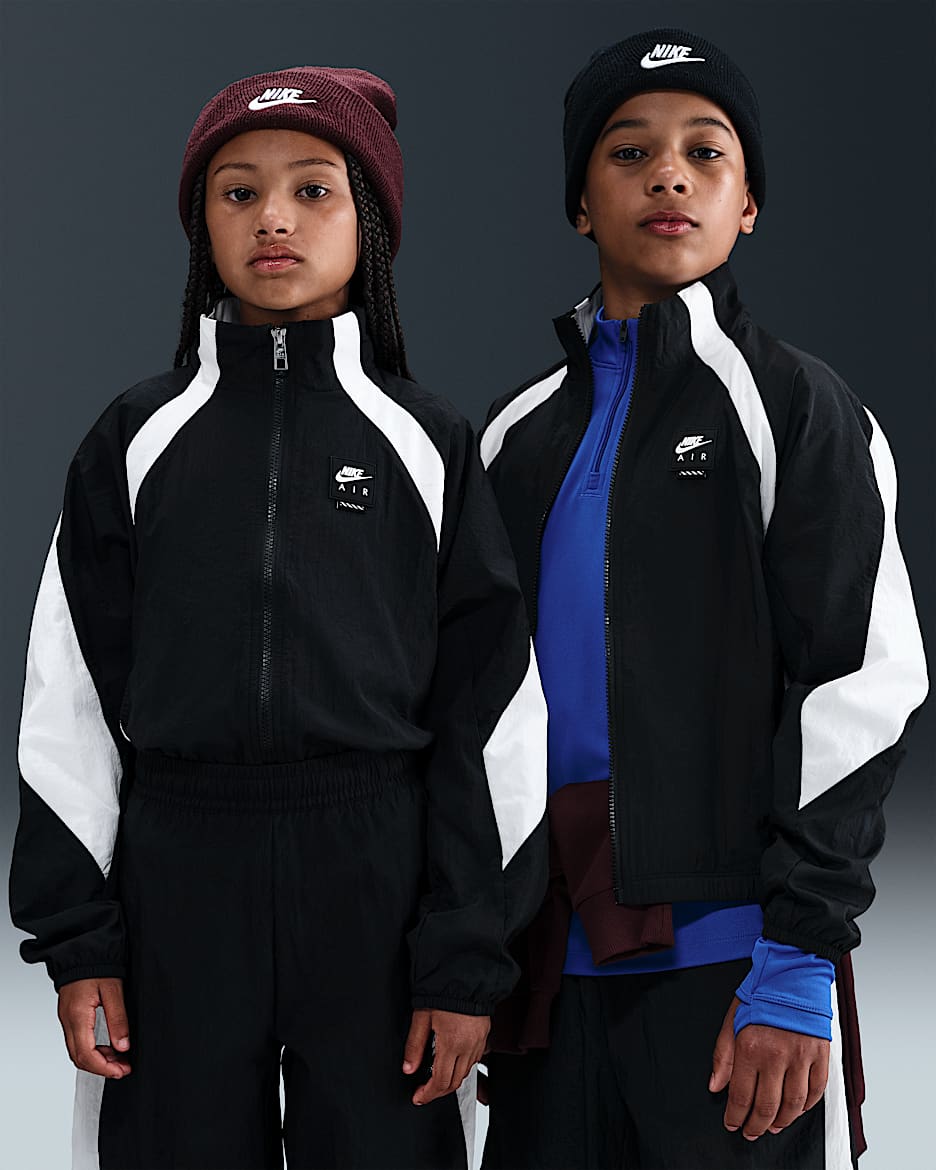 Nike Air Older Kids' Woven Tracksuit Jacket - Black/White/Black