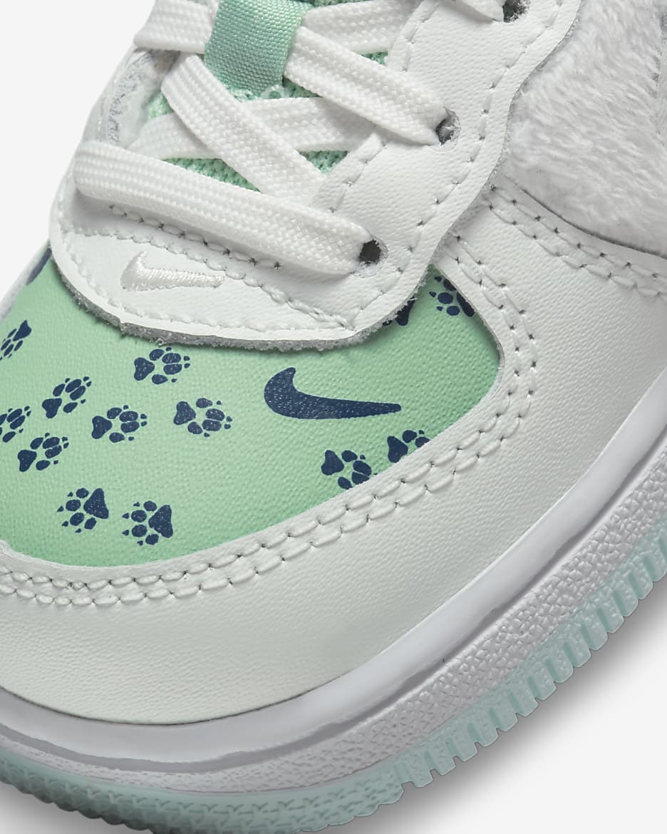 Nike Force 1 Low SE Baby/Toddler Shoes - Summit White/Wolf Grey/Enamel Green/Summit White