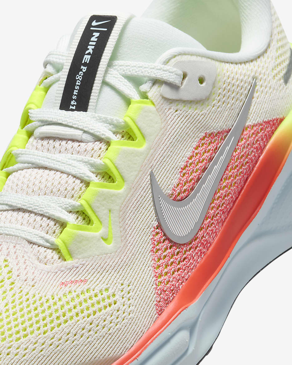 Nike Pegasus 41 hardloopschoenen voor kids (straat) - Summit White/Bright Crimson/Glacier Blue/Chrome