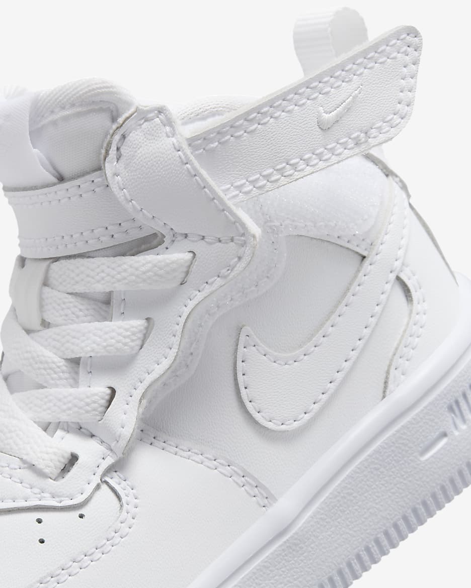 Nike Force 1 Mid EasyOn Baby/Toddler Shoes - White/White/White