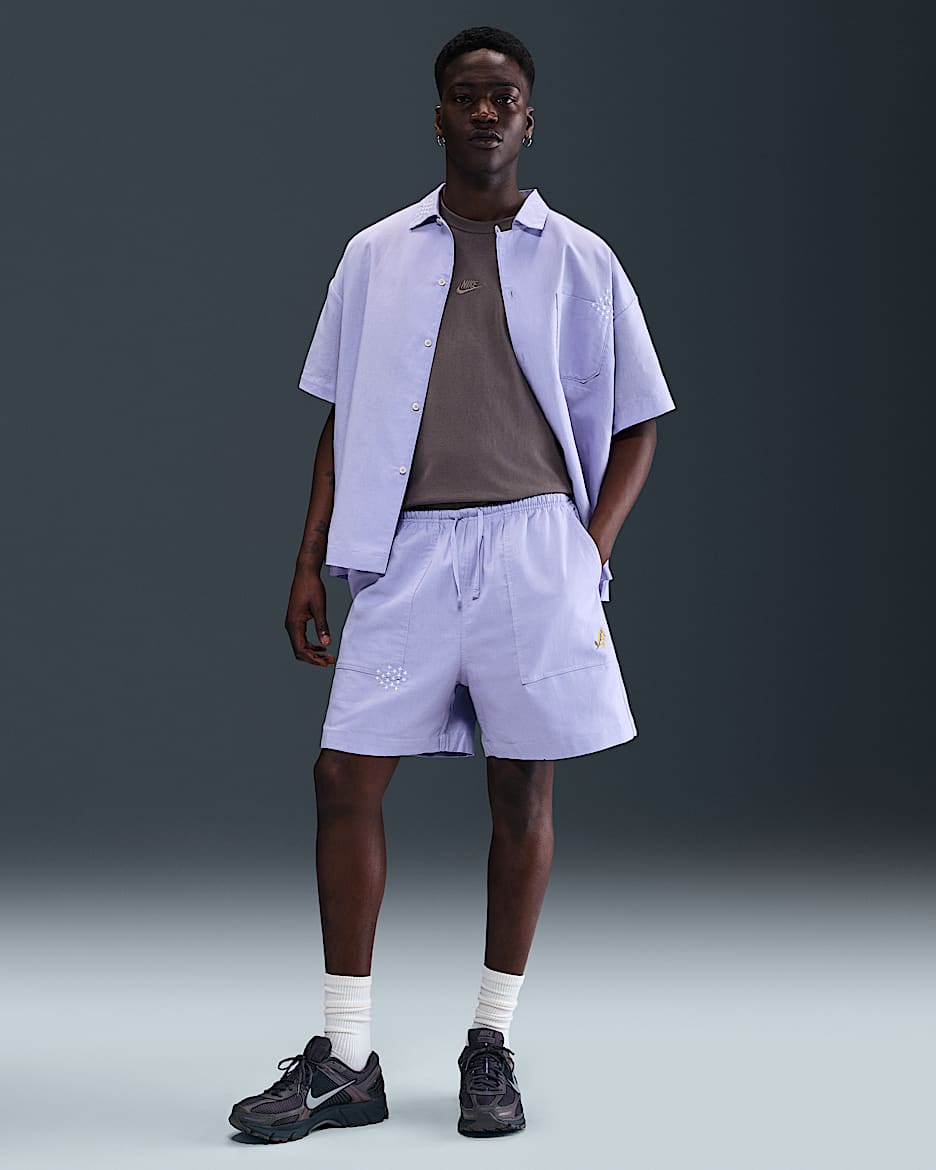 Shorts de lino con forro para hombre Nike Life - Hortensias/Fantasma/Hortensias