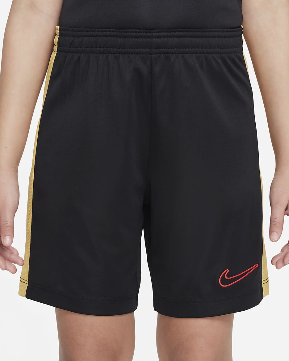 Nike Dri-FIT Academy23 Kids' Football Shorts - Black/Wheat Gold/Wheat Gold/University Red