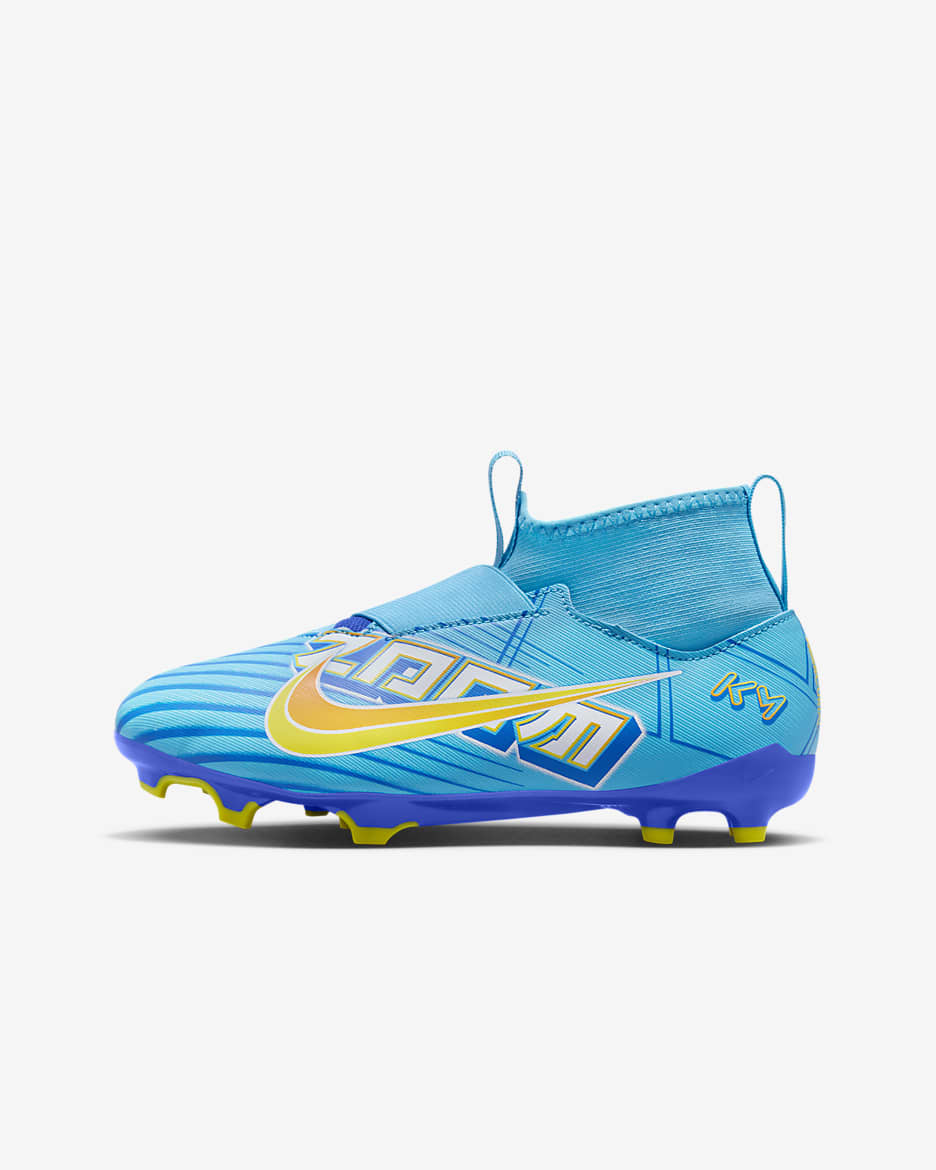 Nike Jr. Mercurial Zoom Superfly 9 Academy KM FG/MG 小/大童多種場地高筒足球釘鞋 - Baltic Blue/白色