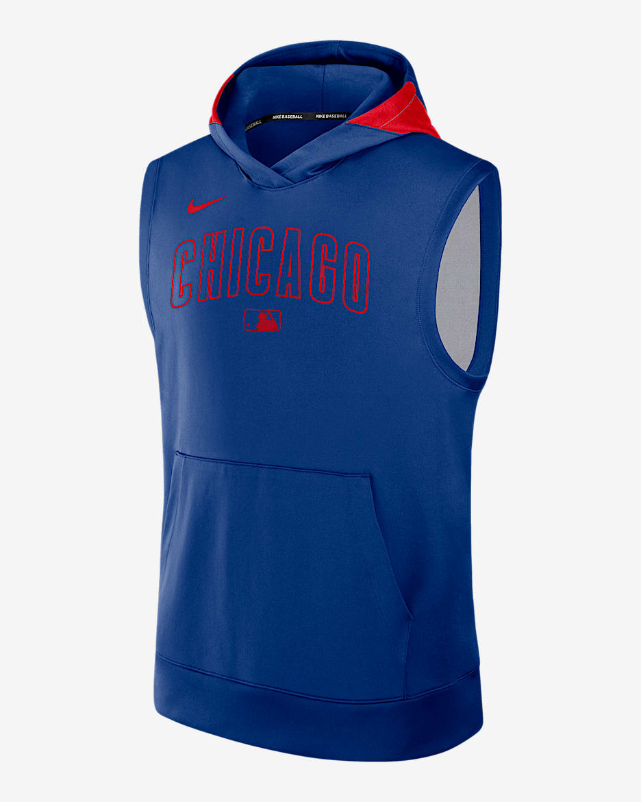 Sudadera con gorro sin cierre ni mangas Nike Dri-FIT de la MLB para hombre Chicago Cubs Authentic Collection - Royal