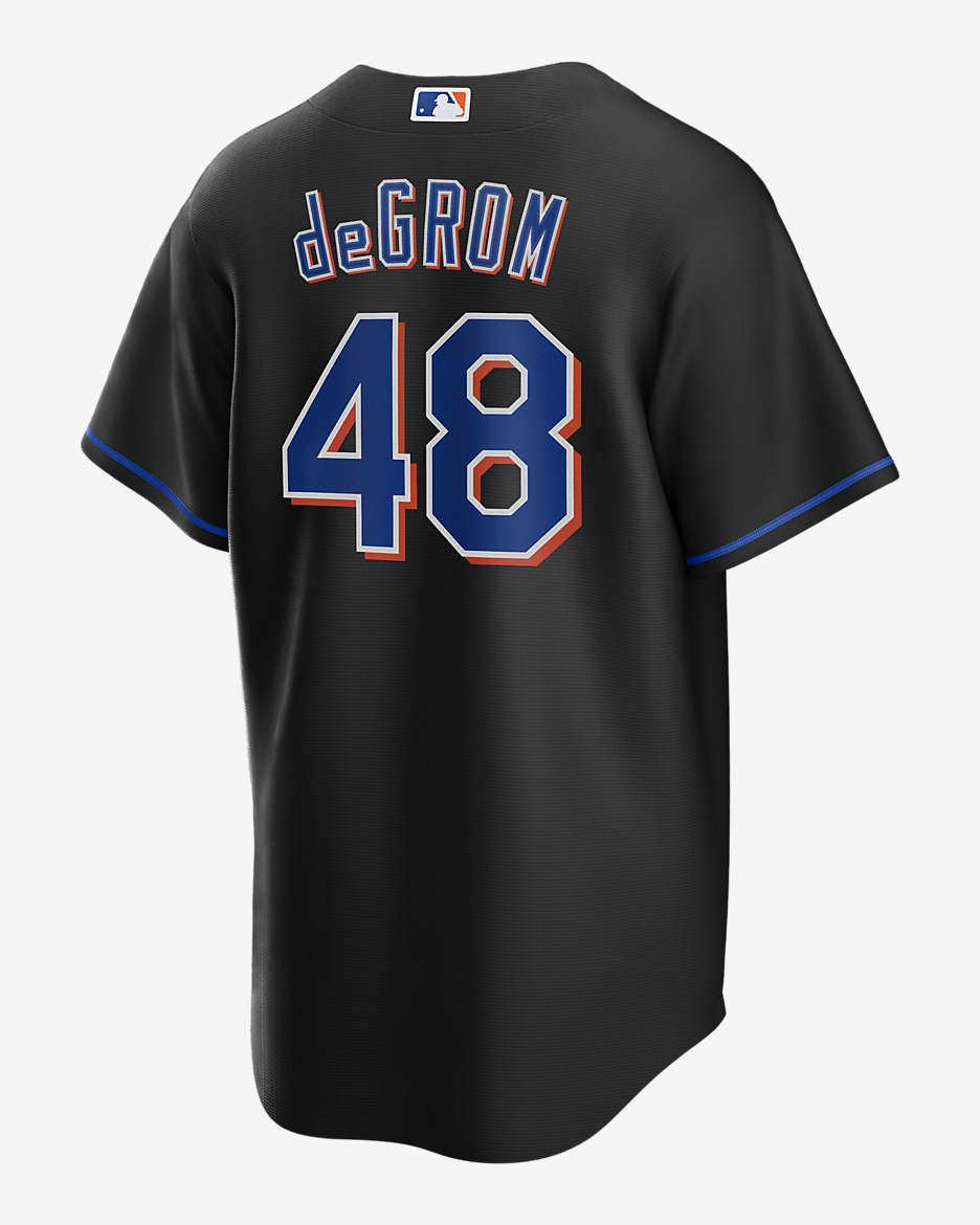 MLB New York Mets (Jacob deGrom) Men's Replica Baseball Jersey - Black