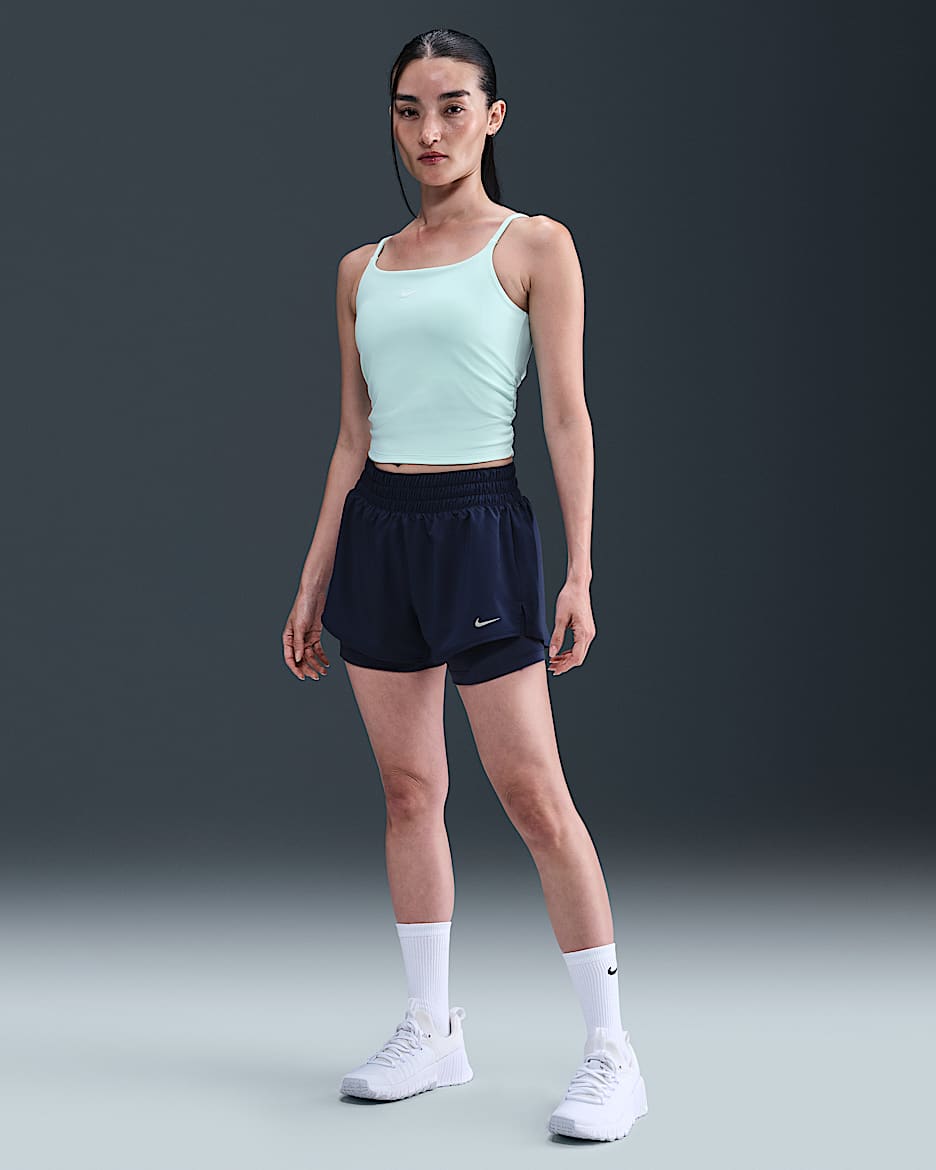 Nike Dri-FIT One Women's Mid-rise 8cm (approx.) 2-in-1 Shorts - Midnight Navy/White