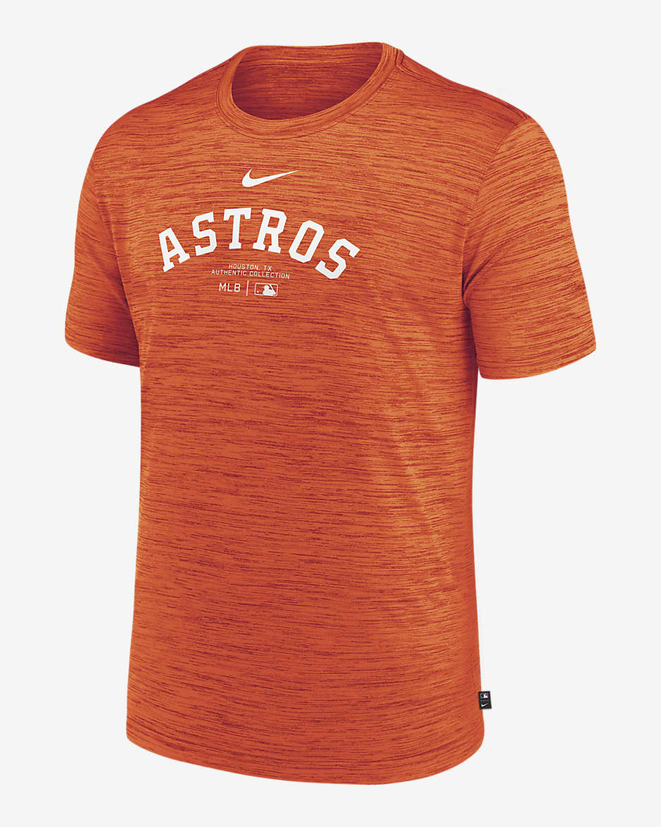 Playera Nike Dri-FIT de la MLB para hombre Houston Astros Authentic Collection Practice Velocity - Naranja