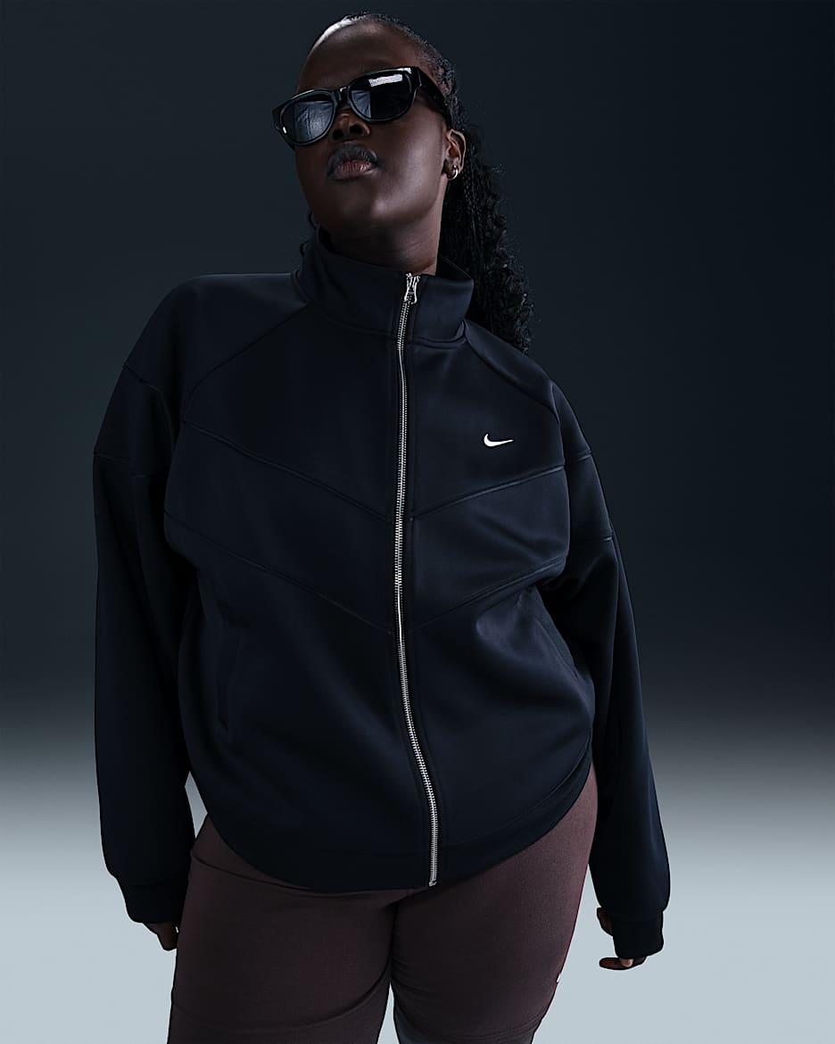 Chamarra tejida para mujer (Talla grande) Nike Sportswear Windrunner - Negro/Blanco