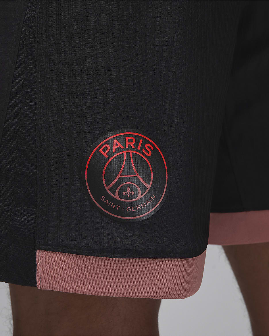 Męskie spodenki piłkarskie Jordan Dri-FIT ADV Authentic Paris Saint-Germain Match 2024/25 (wersja trzecia) - Czerń/Rust Pink/Rust Pink