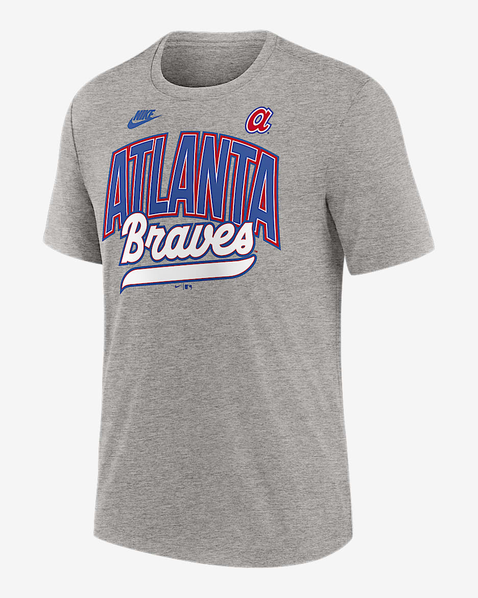Playera Nike de la MLB para hombre Atlanta Braves Cooperstown Retro - Gris jaspeado