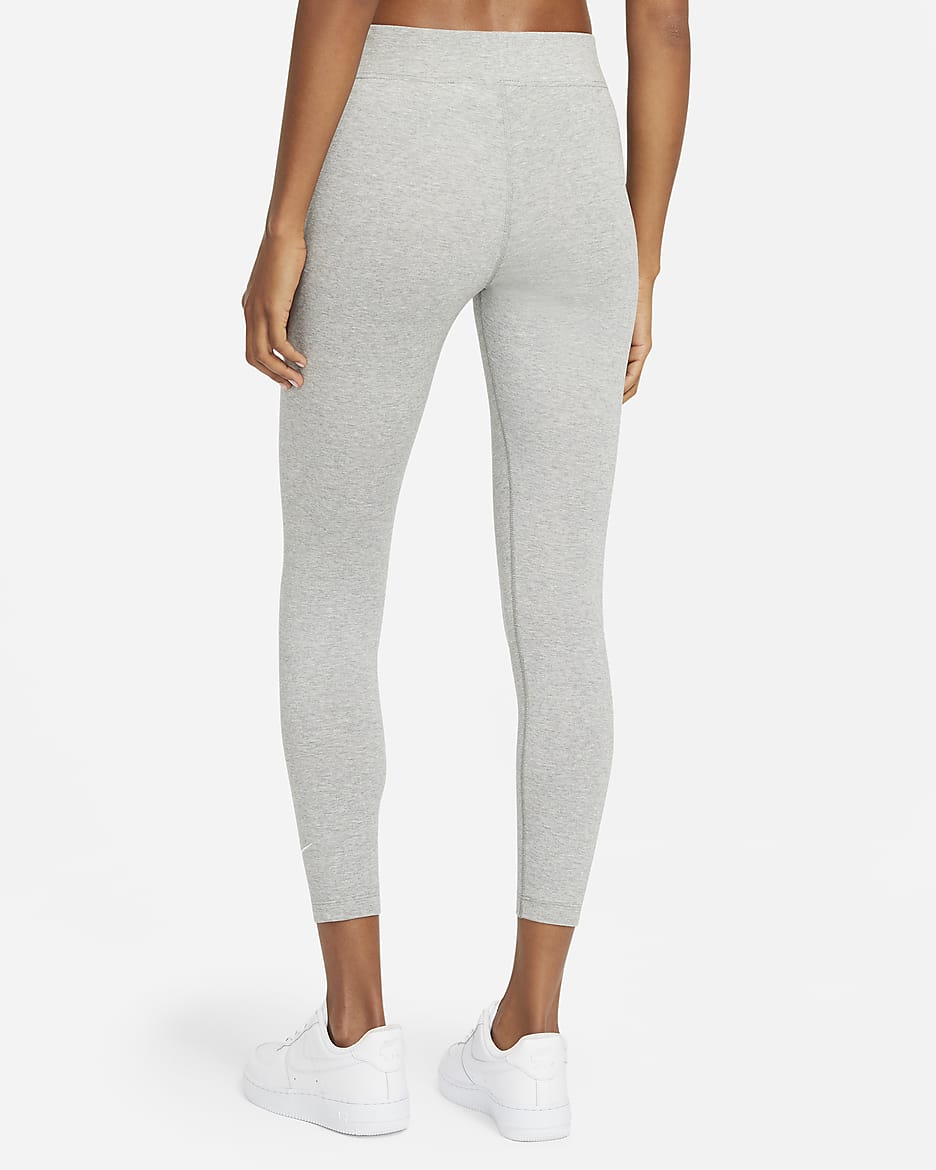 Nike Sportswear Essential leggings i 7/8 lengde med mellomhøyt liv til dame - Dark Grey Heather/Hvit