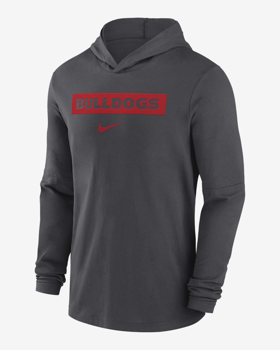 Georgia Bulldogs Sideline Men's Nike Dri-FIT College Long-Sleeve Hooded Top - Anthracite