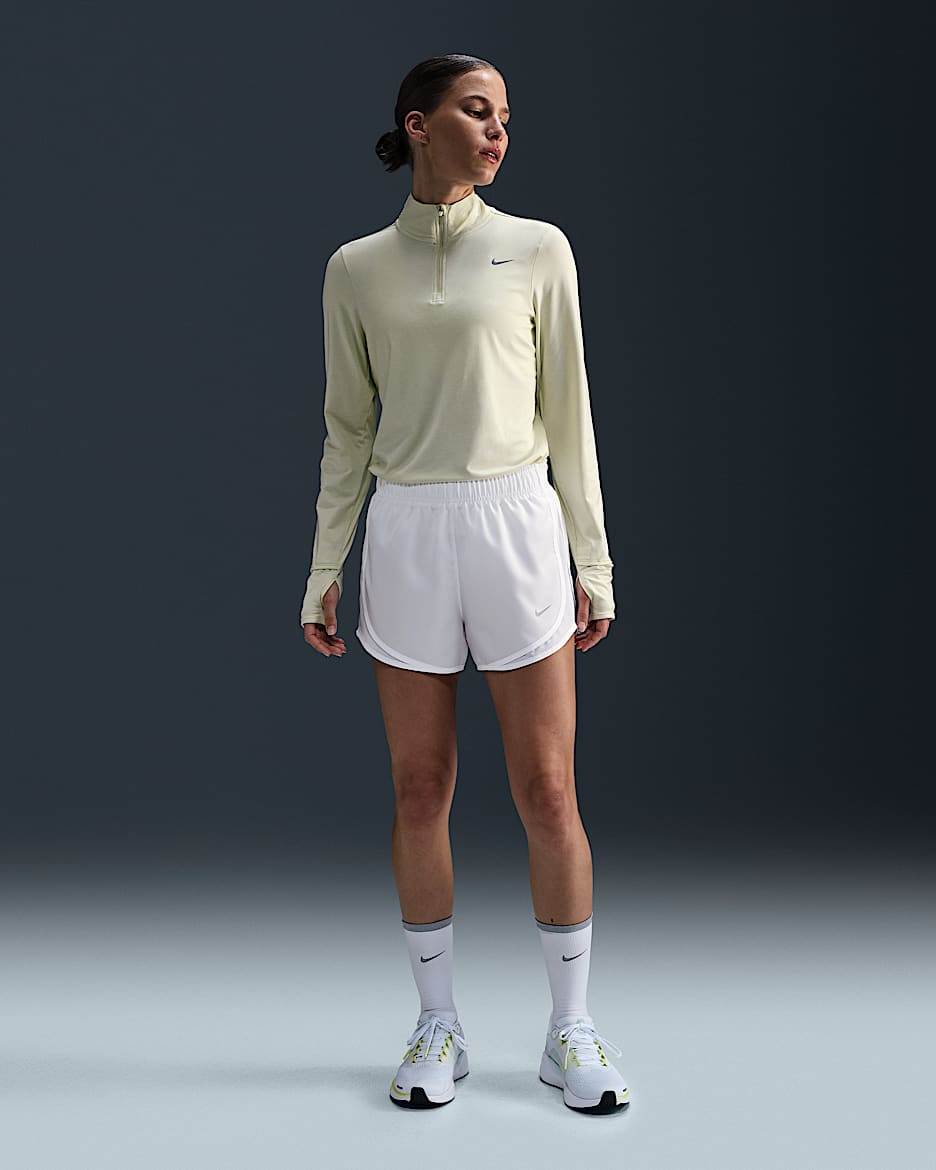 Calções de running forrados com slips de cintura normal Dri-FIT Nike Tempo para mulher - Branco/Branco/Branco