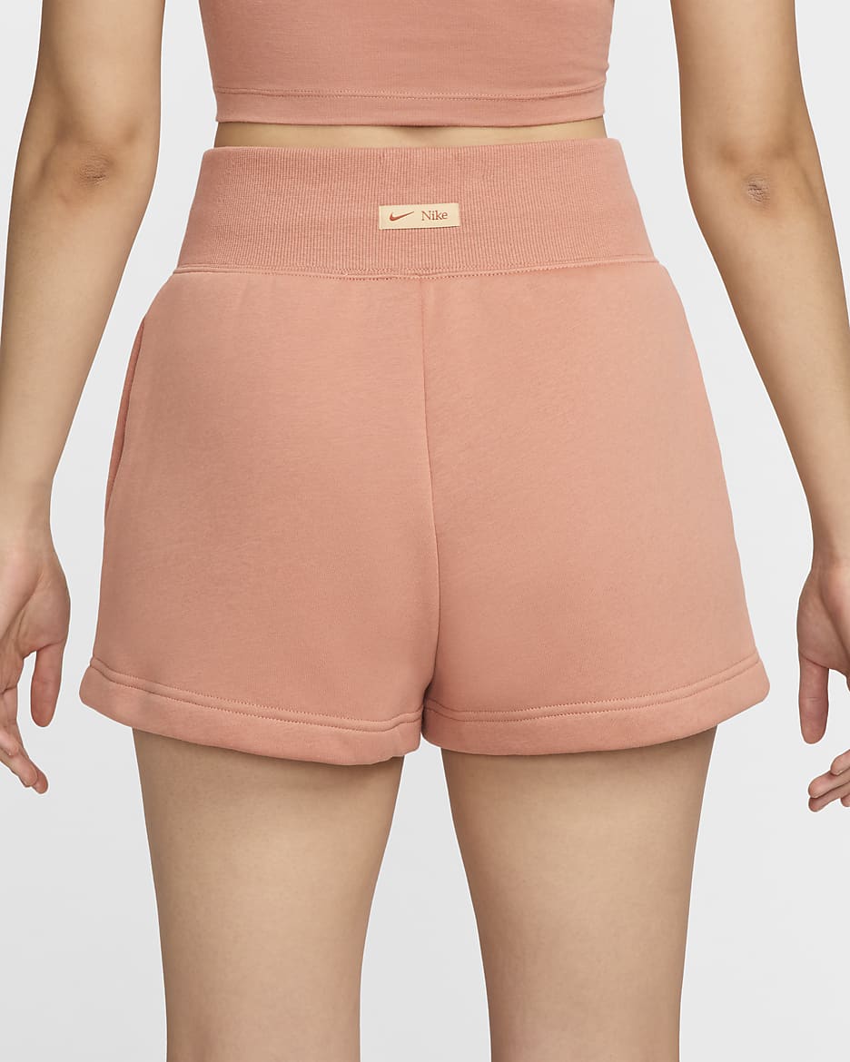 Nike Sportswear Phoenix Fleece Women's Loose High-Waisted 5cm (approx.) Logo Shorts - Terra Blush/Burnt Sunrise/Sesame