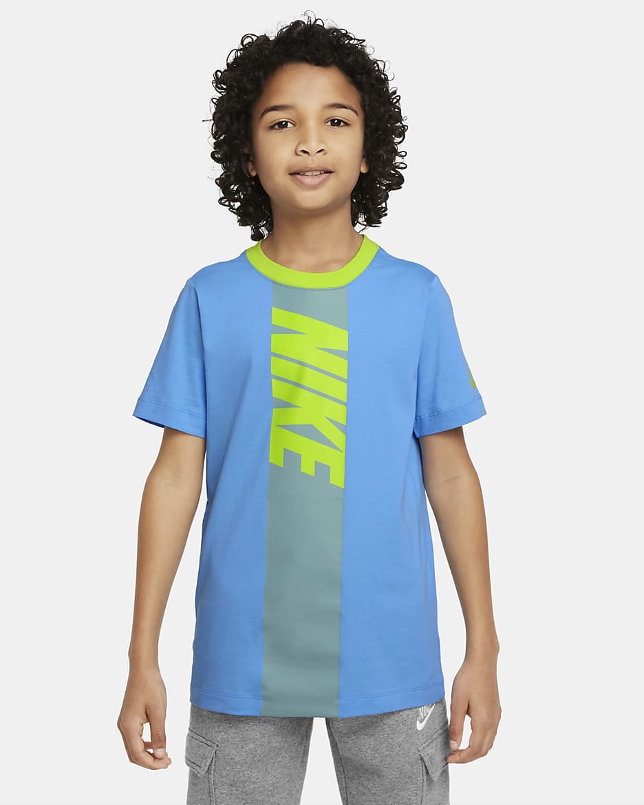 Nike Sportswear Big Kids' (Boys') T-Shirt - University Blue/Atomic Green