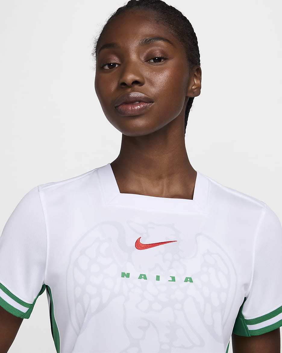 Nigeria (Women's Team) 2024/25 Stadium Home Women's Nike Dri-FIT Football Replica Shirt - White/Lucky Green/Challenge Red