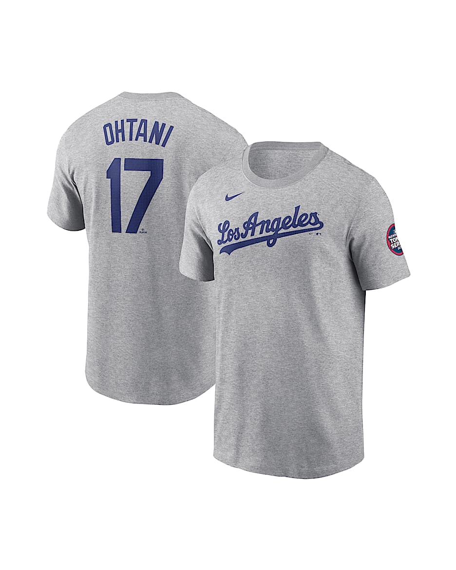 大谷 翔平 ロサンゼルス ドジャース メンズ ナイキ MLB Tシャツ - ダークグレーヘザー