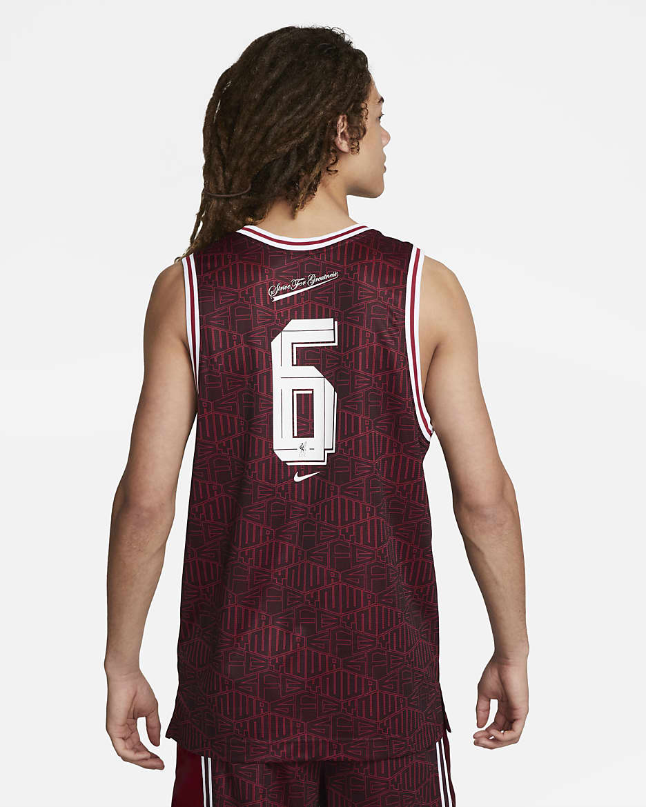 LeBron x Liverpool F.C. Men's Nike DNA Basketball Jersey - Burgundy Crush/White