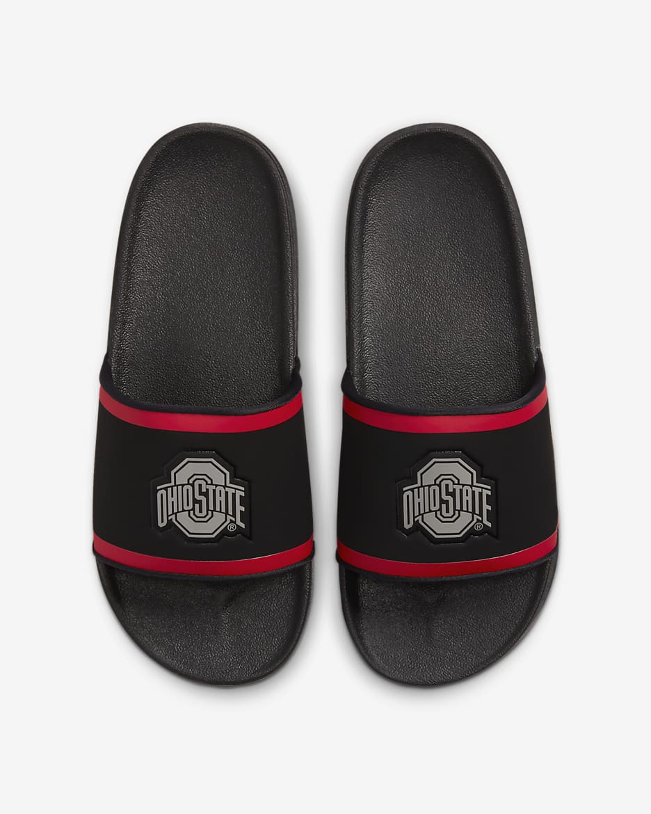 Chancla Nike Offcourt (Ohio State) - Negro/Rojo universitario/Gris peltre