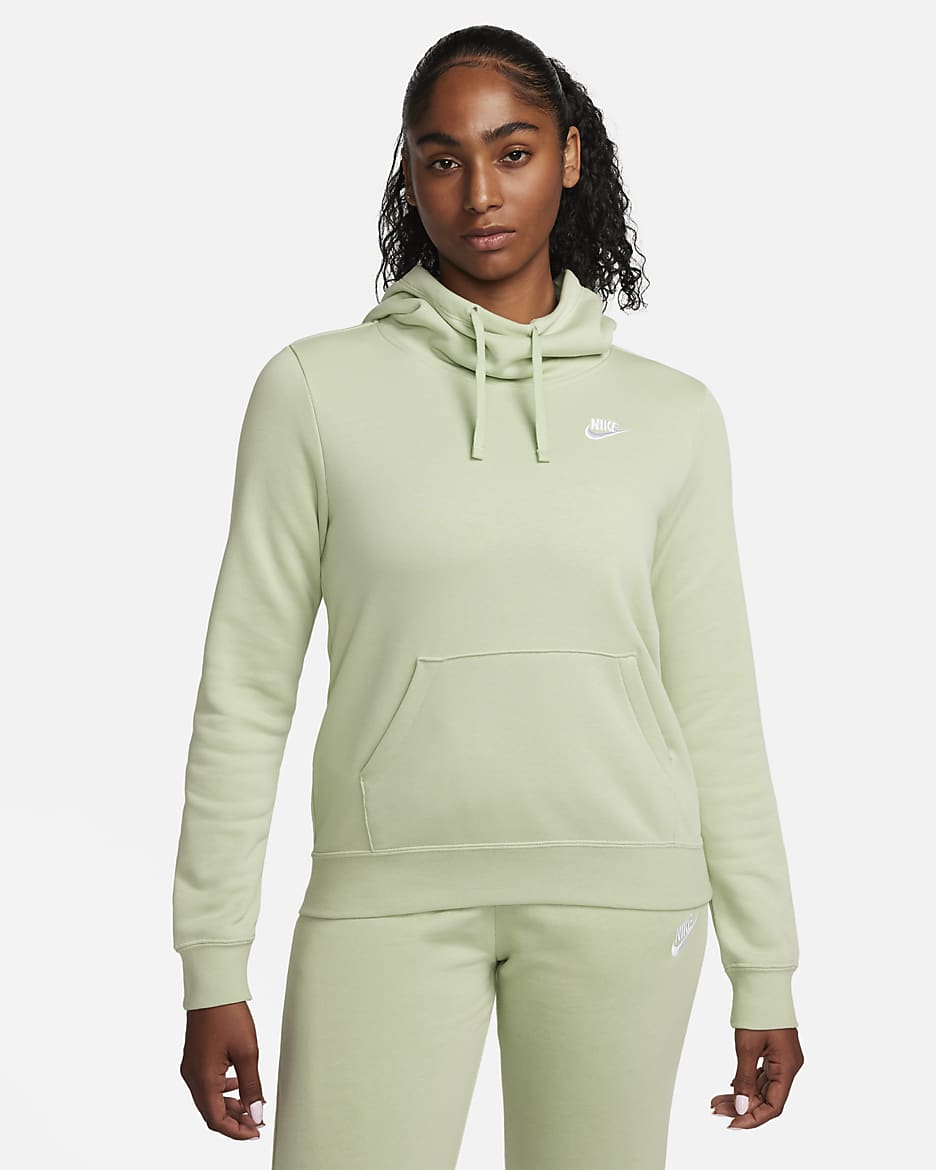 Nike Sportswear Club Fleece Women's Funnel-Neck Hoodie - Honeydew/White