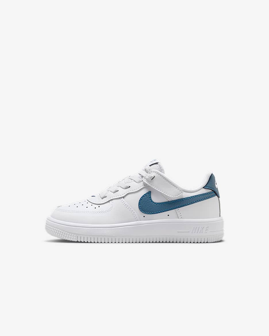 Tenis para niños de preescolar Nike Force 1 Low EasyOn - Blanco/Tormenta