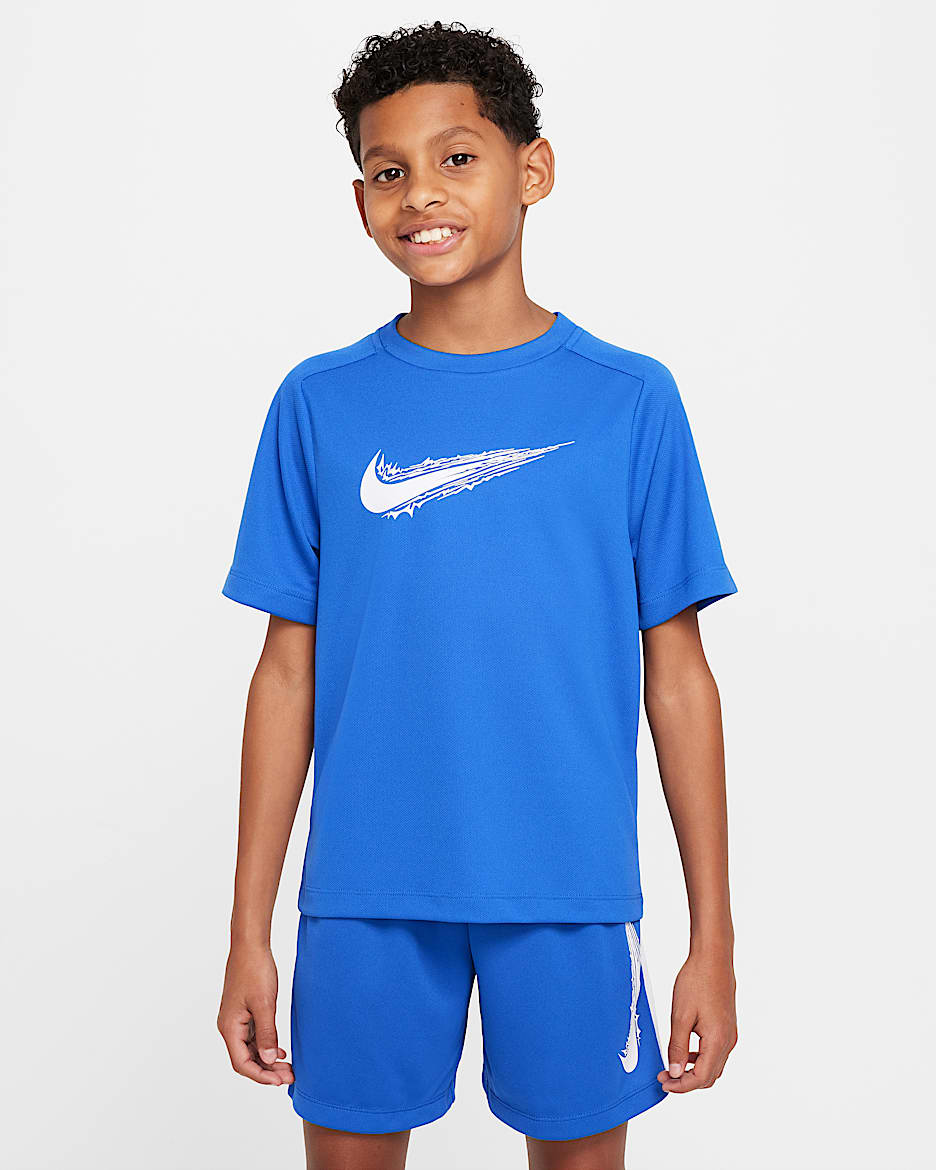 Camisola de manga curta Dri-FIT Nike Multi Júnior (Rapaz) - Game Royal/Branco