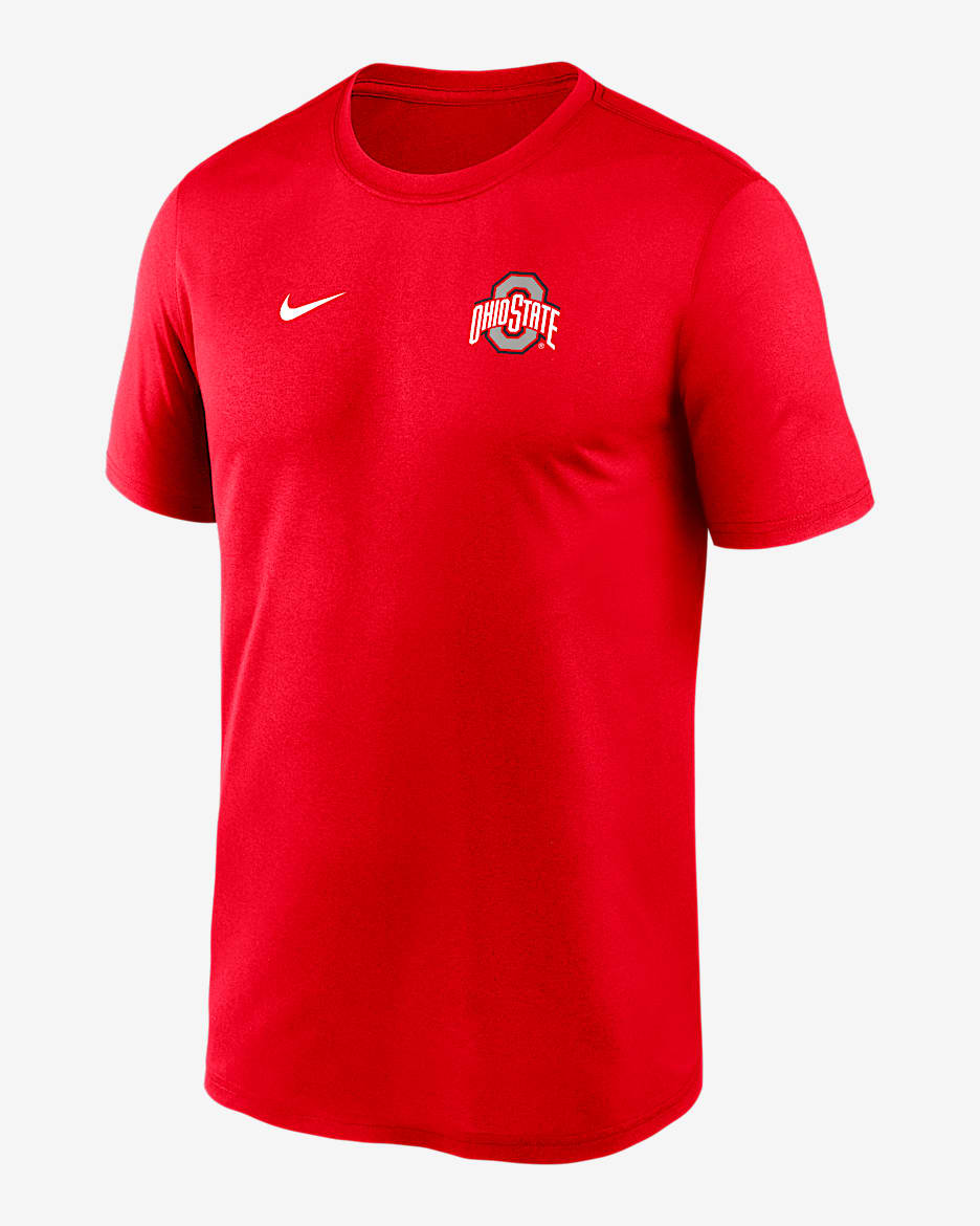 Playera universitaria Nike Dri-FIT para hombre Ohio State Sideline Legend Small Logo - Rojo