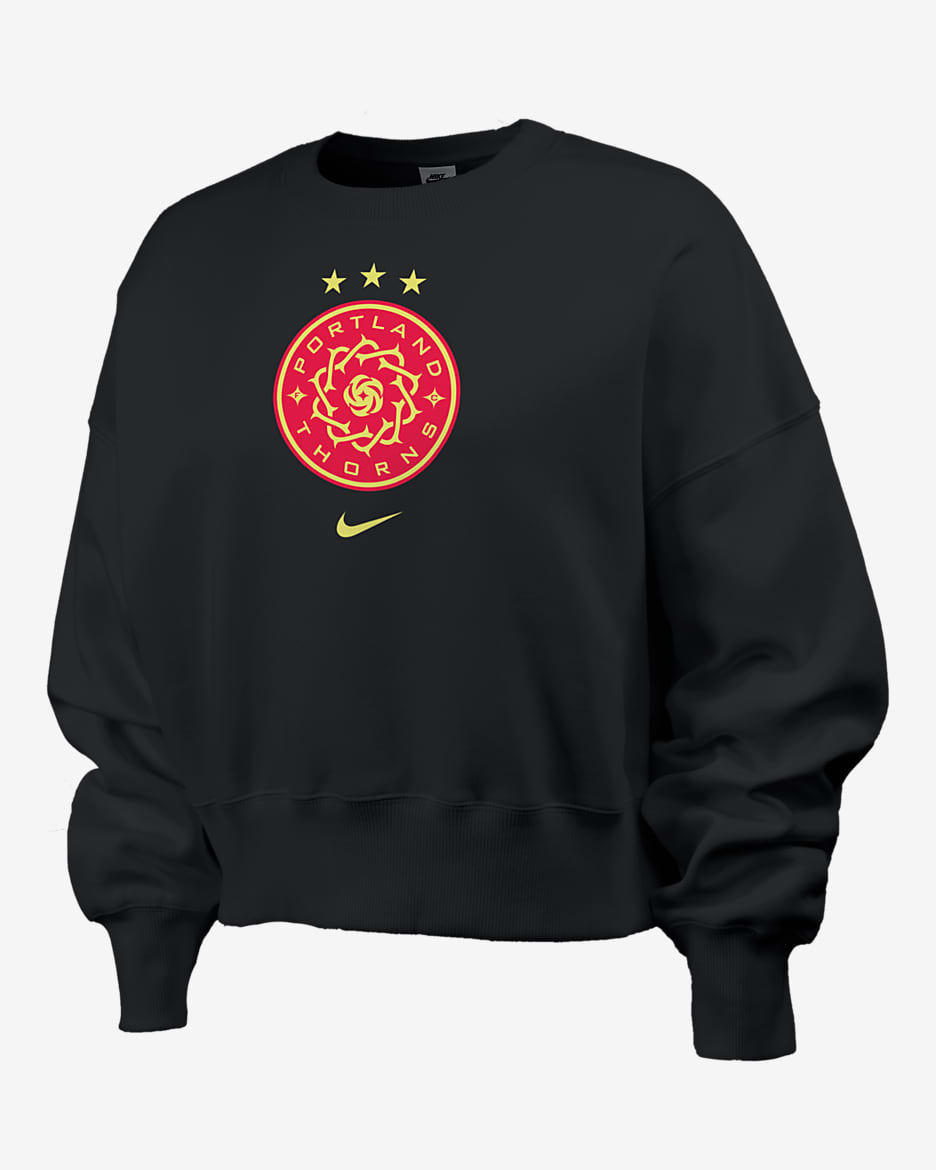 Sudadera de cuello redondo Nike de la NWSL para mujer Portland Thorns FC Phoenix Fleece - Negro