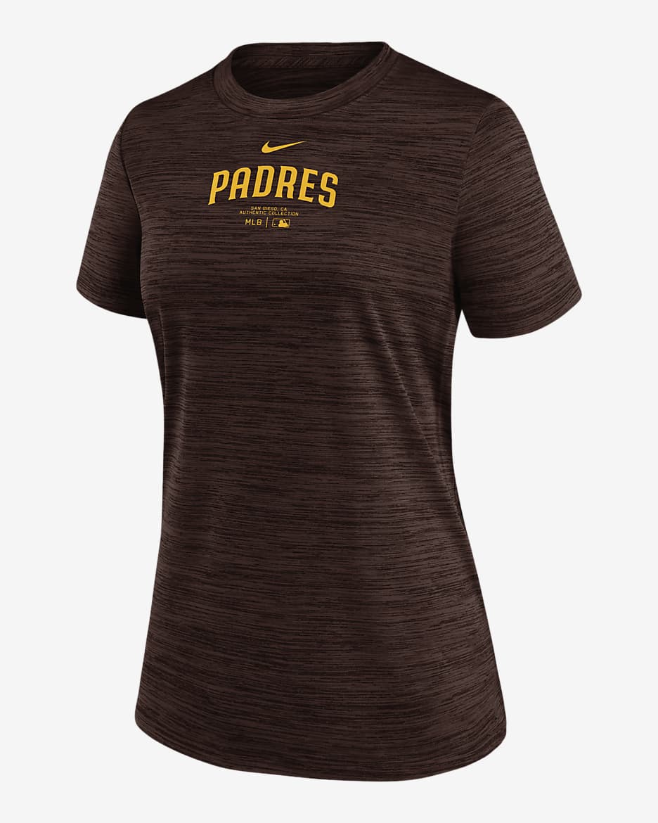 San Diego Padres Authentic Collection Practice Velocity Women's Nike Dri-FIT MLB T-Shirt - Graphite