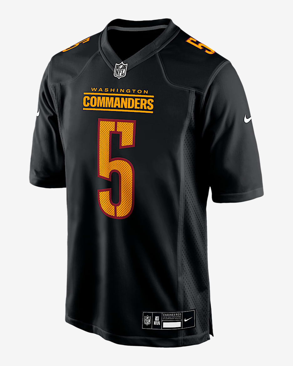 Jersey Nike de la NFL Game Fashion para hombre Jayden Daniels Washington Commanders - Negro