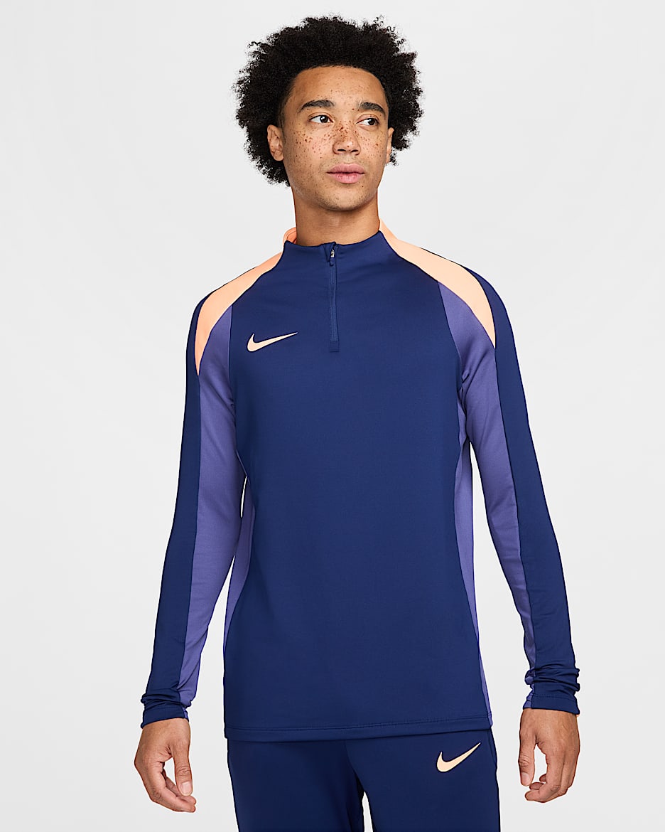 Haut d'entraînement de foot à demi zip Nike Strike Dri-FIT pour homme - Blue Void/Dark Purple Dust/Orange Pulse/Orange Pulse