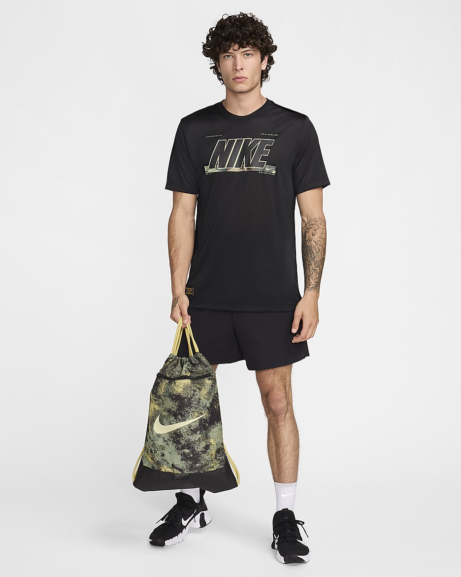 Nike Brasilia 9.5 Drawstring Bag (18L) - Oil Green/Black/Coconut Milk