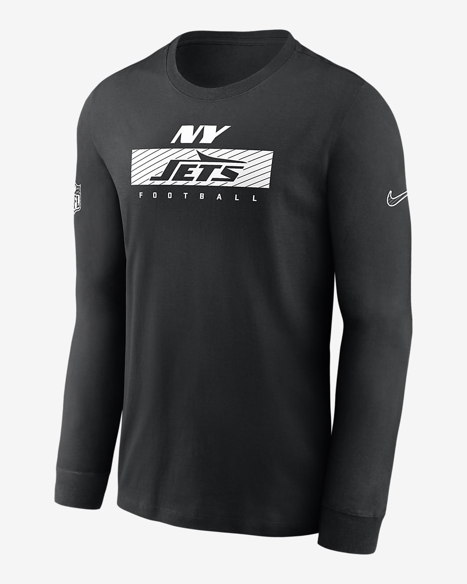 New York Jets Sideline Team Issue Men's Nike Dri-FIT NFL Long-Sleeve T-Shirt - Black