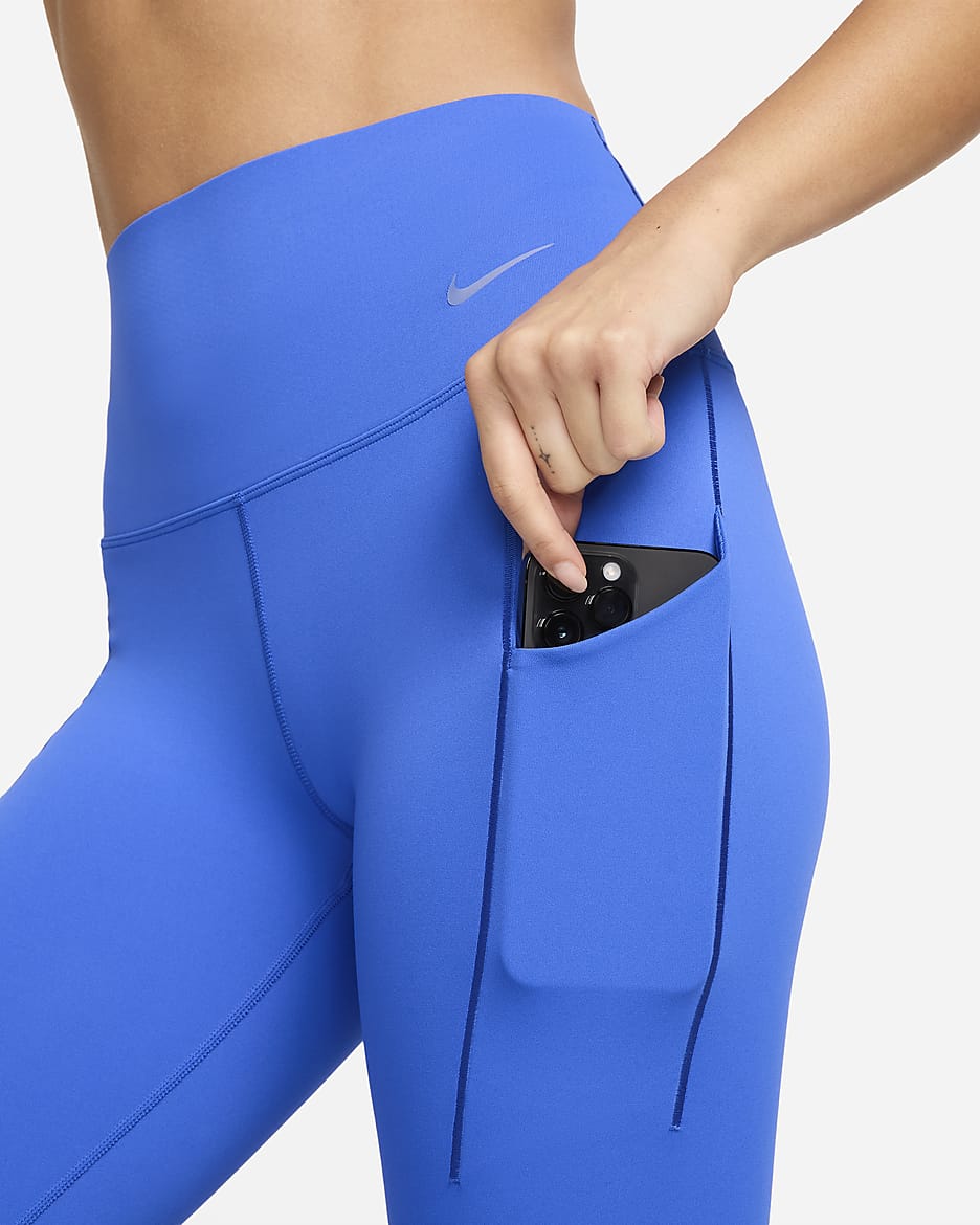 Nike Universa Women's Medium-Support High-Waisted 7/8 Leggings with Pockets - Hyper Royal/Black