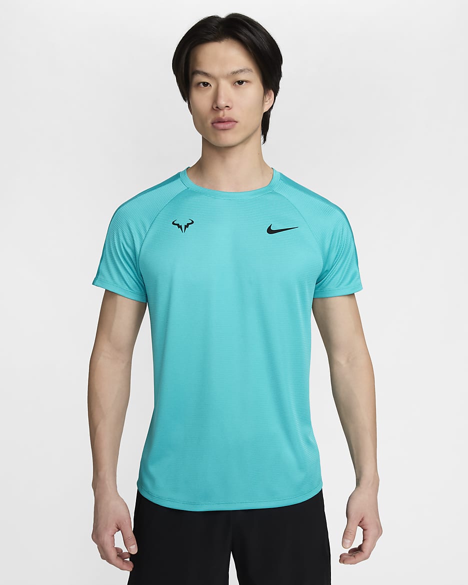 Haut de tennis à manches courtes Nike Dri-FIT Rafa Challenger pour homme - Dusty Cactus/Noir