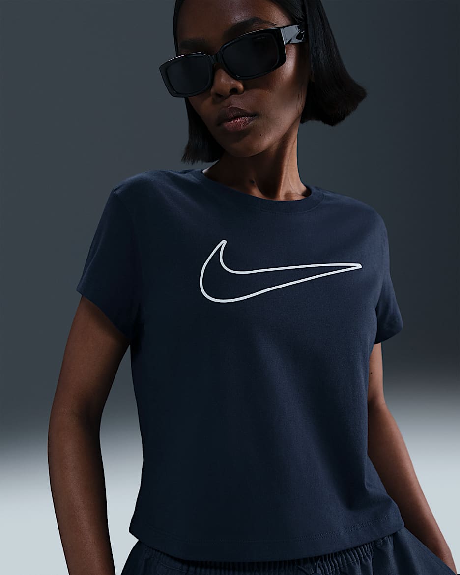Nike Sportswear Women's Short-Sleeve Graphic T-Shirt - Obsidian/White