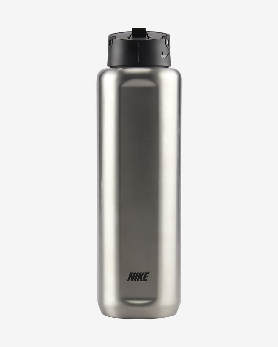 Nike Recharge Stainless Steel Straw Bottle (32 oz) - Brushed Silver/Black