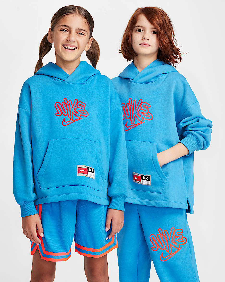 Sudadera de básquetbol con gorro sin cierre de tejido Fleece para niños talla grande Nike Culture of Basketball - Azul foto claro/Carmesí brillante