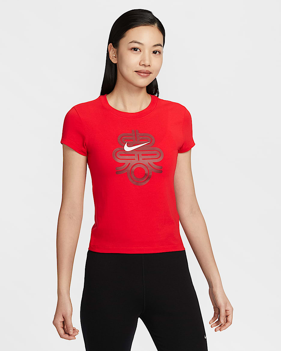 Nike Sportswear Chill Knit 女款短版 T 恤 - University Red