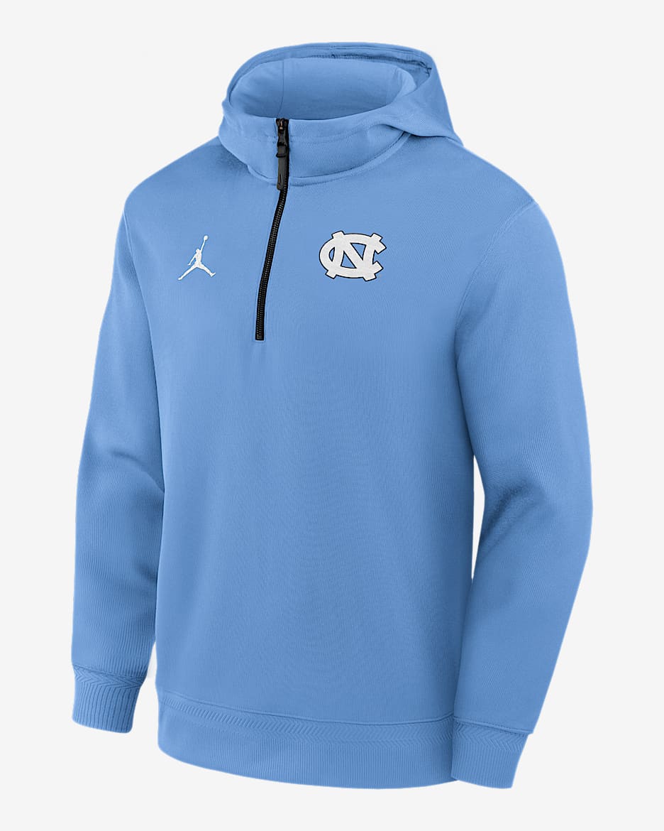 North Carolina Coaches Premium Men’s Jordan Brand Dri-FIT College 1/4-Zip Hoodie - Light Blue