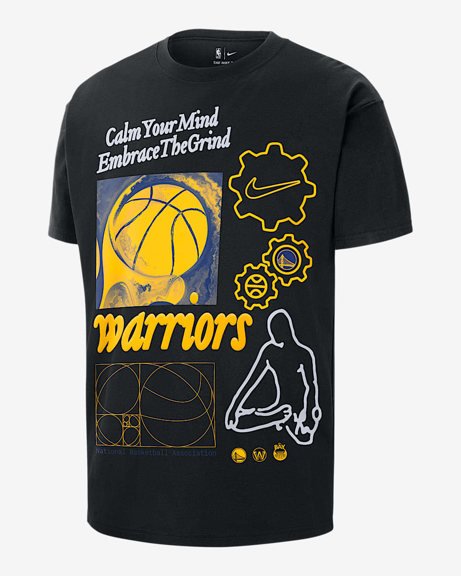 Playera Nike NBA Max90 para hombre Golden State Warriors Courtside - Negro