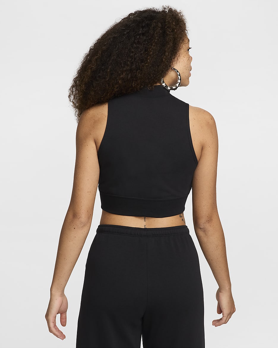 Nike Sportswear Chill Terry Women's Slim Cropped 1/2-Zip French Terry Tank Top - Black/Sail