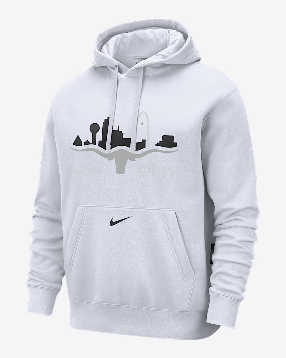 Sudadera con gorro sin cierre Nike de la NBA de tejido Fleece para hombre Dallas Mavericks Club City Edition - Blanco/Negro