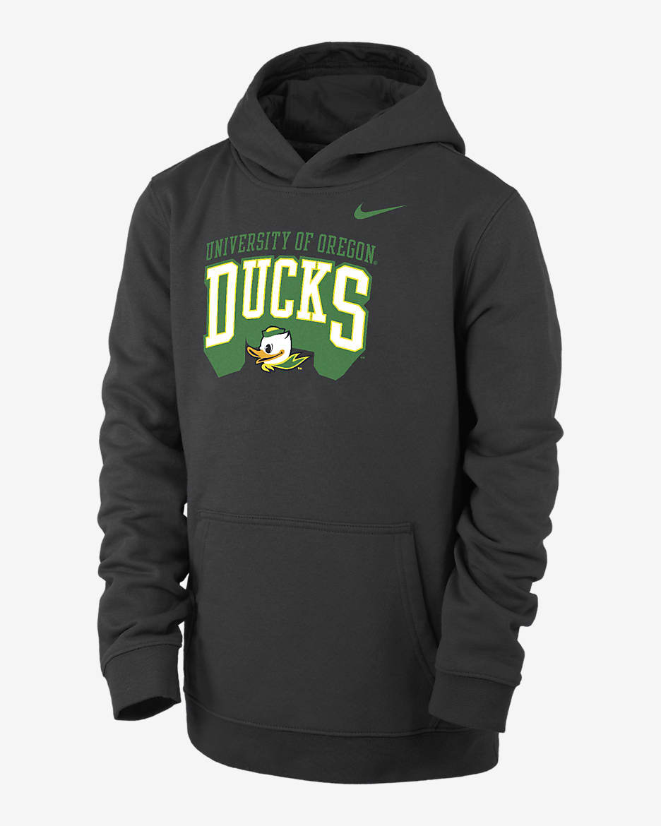 Oregon Club Fleece Big Kids' (Boys') Nike College Pullover Hoodie - Black