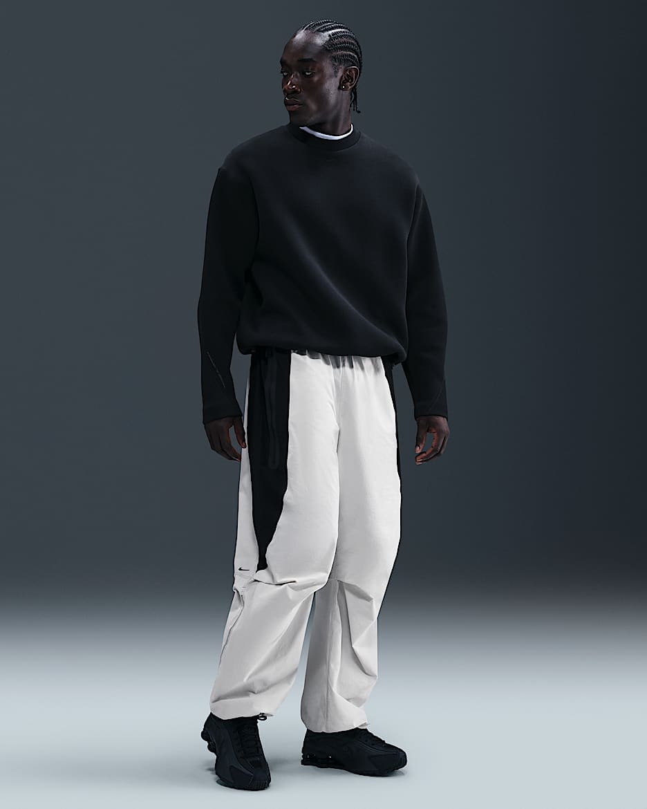 Nike Tech Men's Dri-FIT Woven Color-Block Oversized Pants - Light Bone/Black/Black