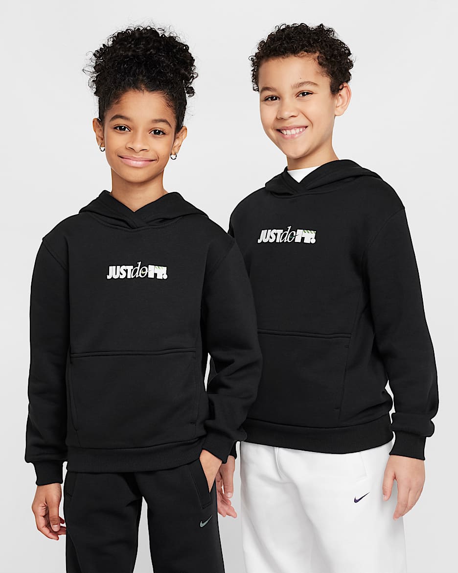 Sudadera con gorro para niños talla grande Nike Sportswear Club Fleece - Negro/Polvo fotón