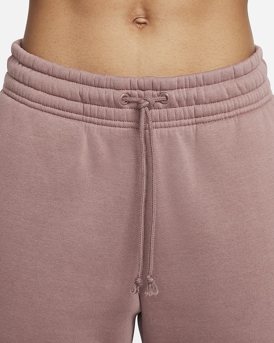 Nike Sportswear Phoenix Fleece-sweatpants med mellemhøj talje til kvinder - Smokey Mauve/sort